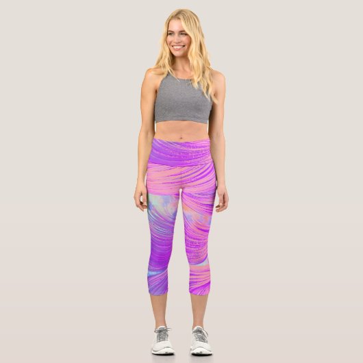 abstrakte Phoenix Feathers Capri Leggings (Vorderseite)