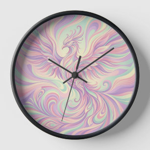 Abstrakte Phoenix Rising Pastellflügel Kunstuhr Uhr