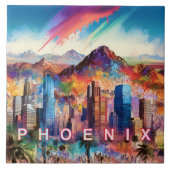 Abstrakte Phoenix Skyline Art Moderne Stadt Fliese (Vorderseite)