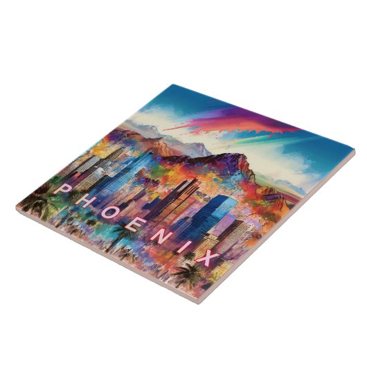 Abstrakte Phoenix Skyline Art Moderne Stadt Fliese (Seite)