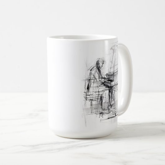Abstrakte Pianist Sketch Kaffeetasse (VorderseiteRechts)
