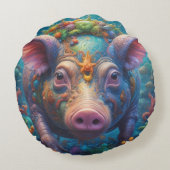 Abstrakte PIg Rundes Kissen (Rückseite)