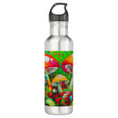 Abstrakte Pilze in Wasserfarbe Edelstahlflasche (Vorderseite)