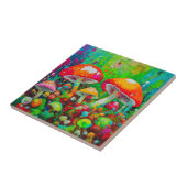 Abstrakte Pilze in Wasserfarbe Fliese (Seite)