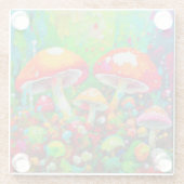 Abstrakte Pilze in Wasserfarbe Glasuntersetzer (Rückseite)