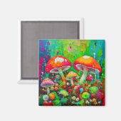 Abstrakte Pilze in Wasserfarbe Magnet (Vorderseite/Rückseite)