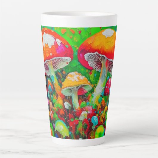 Abstrakte Pilze in Wasserfarbe Milchtasse (Vorderseite)