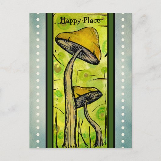 Abstrakte Pilze in Wasserfarbe. Postkarte (Vorderseite)