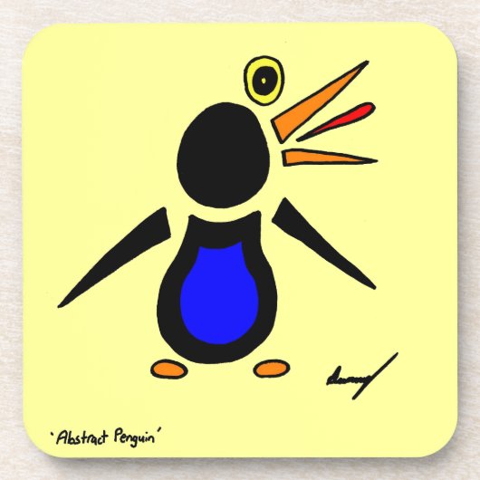 Abstrakte Pinguin - Untersetzer - Set von 6 - Gelb (Vorderseite)