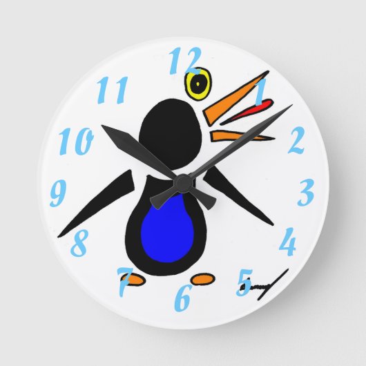 Abstrakte Pinguinuhr Runde Wanduhr (Vorderseite)