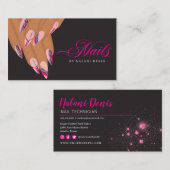 Abstrakte Pink Nail Artist Business Card Visitenkarte (Vorne/Hinten)