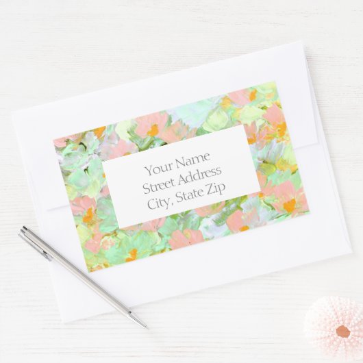 Abstrakte Pink-Pollen-Etiketten Rechteckiger Aufkleber (Umschlag)