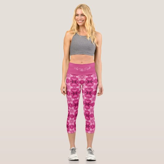 Abstrakte Pink Star Women's Tank Top Capri Leggings (Vorderseite)