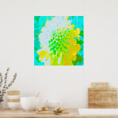 Abstrakte Pinsel-Blume in Gelb und Grün Poster (Küche)
