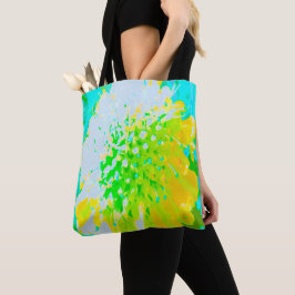 Abstrakte Pinsel-Blume in Gelb und Grün Tasche