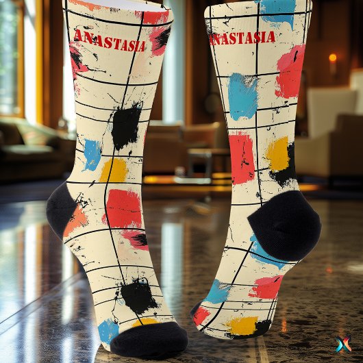 Abstrakte Pinselstiche mit modernem Grilldesign Socken