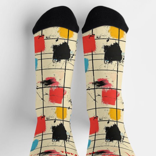 Abstrakte Pinselstiche mit modernem Grilldesign Socken (Oben)
