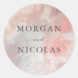 Abstrakte Pinselstriche aus Dusty Coral Bridge und Runder Aufkleber