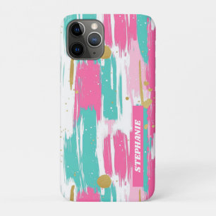 Abstrakte Pinselstriche aus Minze, Rosa, Weiß und Case-Mate iPhone Hülle