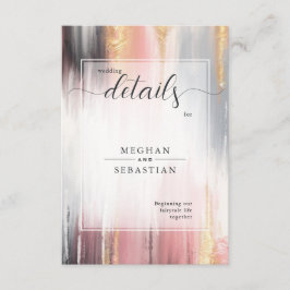 Abstrakte Pinselstriche Blush Gold Kohle Begleitkarte