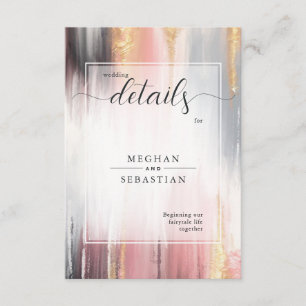 Abstrakte Pinselstriche Blush Gold Kohle Begleitkarte