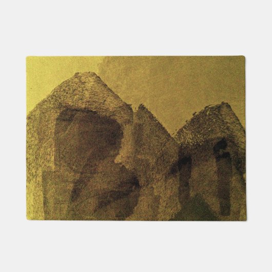 Abstrakte Pinselstriche, gelb braun, schwarz Fußmatte (Vorderseite)