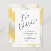 Abstrakte Pinselstriche, gelb, grau und weiß Einladung (Vorne/Hinten)