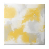 Abstrakte Pinselstriche, gelb, grau und weiß Fliese (Vorderseite)