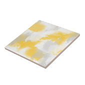 Abstrakte Pinselstriche, gelb, grau und weiß Fliese (Seite)