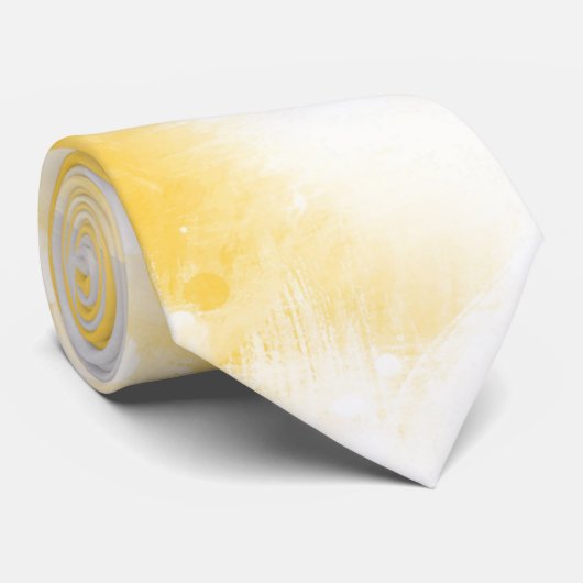 Abstrakte Pinselstriche, gelb, grau und weiß Krawatte (Gerollt)
