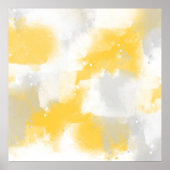 Abstrakte Pinselstriche, gelb, grau und weiß Poster (Vorne)