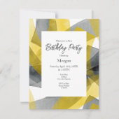 Abstrakte Pinselstriche, gelb, schwarz Einladung (Vorderseite)