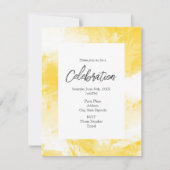 Abstrakte Pinselstriche, gelb und weiß Einladung (Vorderseite)