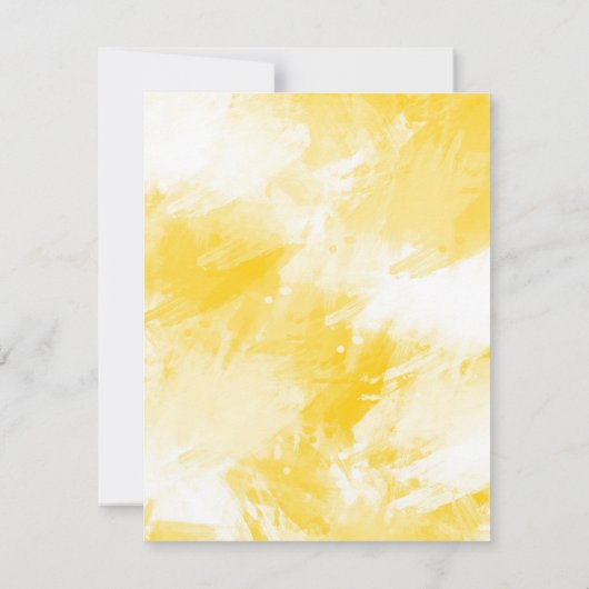 Abstrakte Pinselstriche, gelb und weiß Einladung (Rückseite)