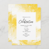 Abstrakte Pinselstriche, gelb und weiß Einladung (Vorne/Hinten)
