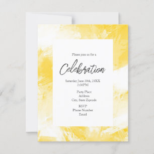 Abstrakte Pinselstriche, gelb und weiß Einladung