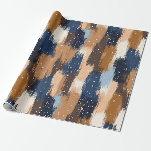 Abstrakte Pinselstriche in Blau, Weiß und Braun (2 Geschenkpapier