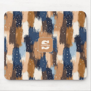 Abstrakte Pinselstriche in Blau, Weiß und Braun (2 Mousepad