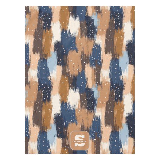 Abstrakte Pinselstriche in Blau, Weiß und Braun (2 Tischdecke (Vorderseite)