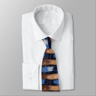 Abstrakte Pinselstriche in Blau, Weiß und Braun (3 Krawatte