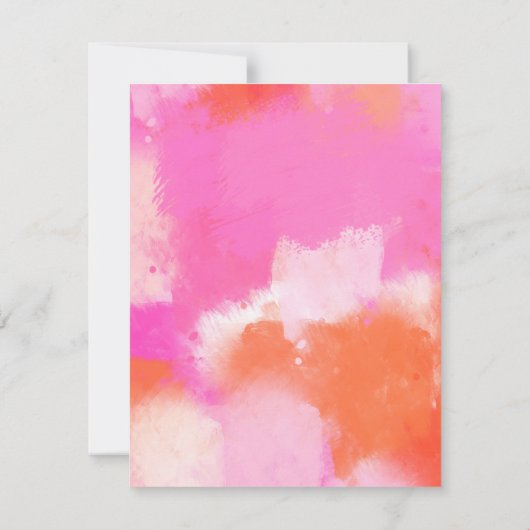 Abstrakte Pinselstriche in Rosa, rosa, warm Einladung (Rückseite)