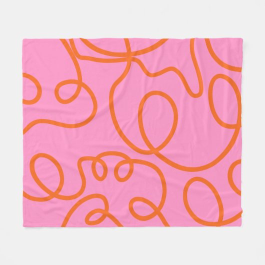 Abstrakte Pinselstriche in Rosa und Orange Fleecedecke (Vorderseite (Horizontal))