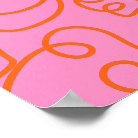 Abstrakte Pinselstriche in Rosa und Orange Poster (Ecke)