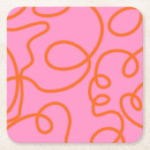 Abstrakte Pinselstriche in Rosa und Orange Rechteckiger Pappuntersetzer (Vorderseite)