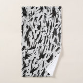 Abstrakte Pinselstriche in Schwarz und Weiß Art Badhandtuch Set (Handtuch)