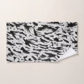 Abstrakte Pinselstriche in Schwarz und Weiß Art Badhandtuch Set (Handtuch)