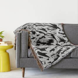 Abstrakte Pinselstriche in Schwarz und Weiß Art Decke