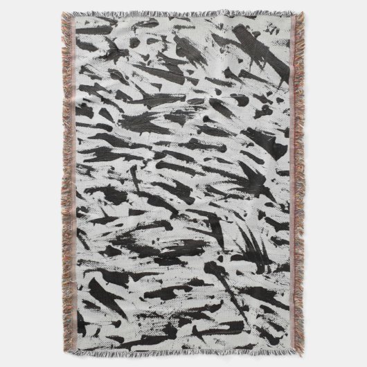 Abstrakte Pinselstriche in Schwarz und Weiß Art Decke (Vorderseite Vertikal)