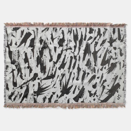 Abstrakte Pinselstriche in Schwarz und Weiß Art Decke (Vorderseite)