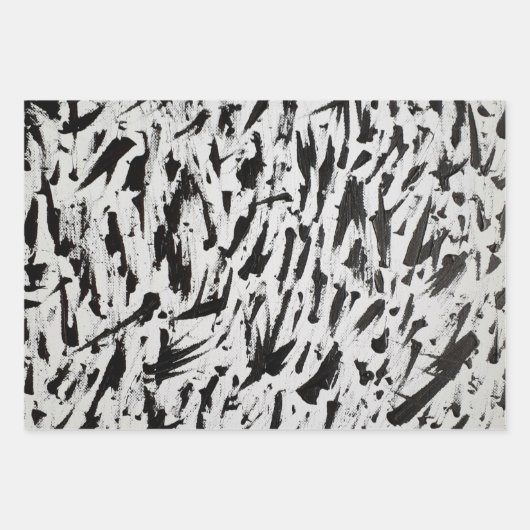 Abstrakte Pinselstriche in Schwarz und Weiß Art Geschenkpapier Set (Vorderseite 2)